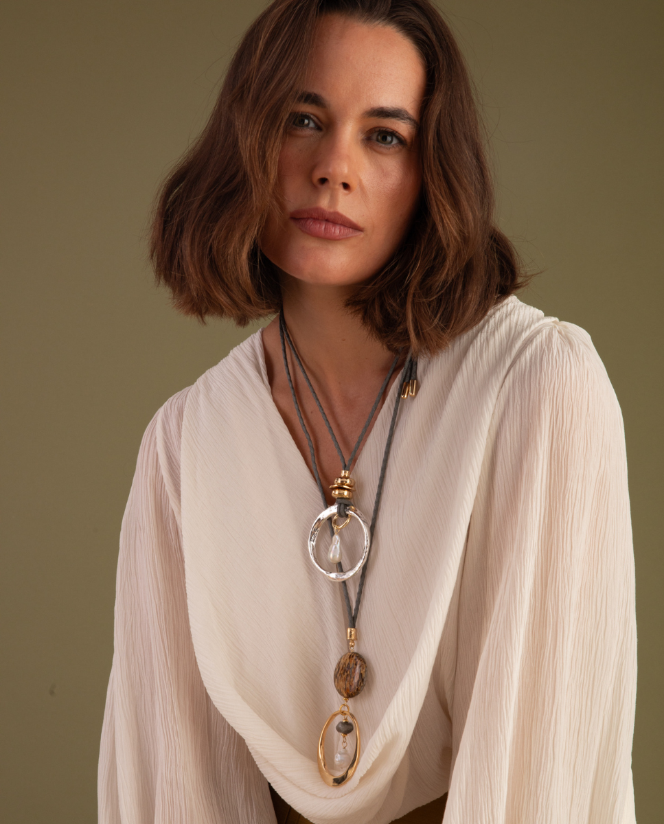 Gold and grey BIMETT necklace