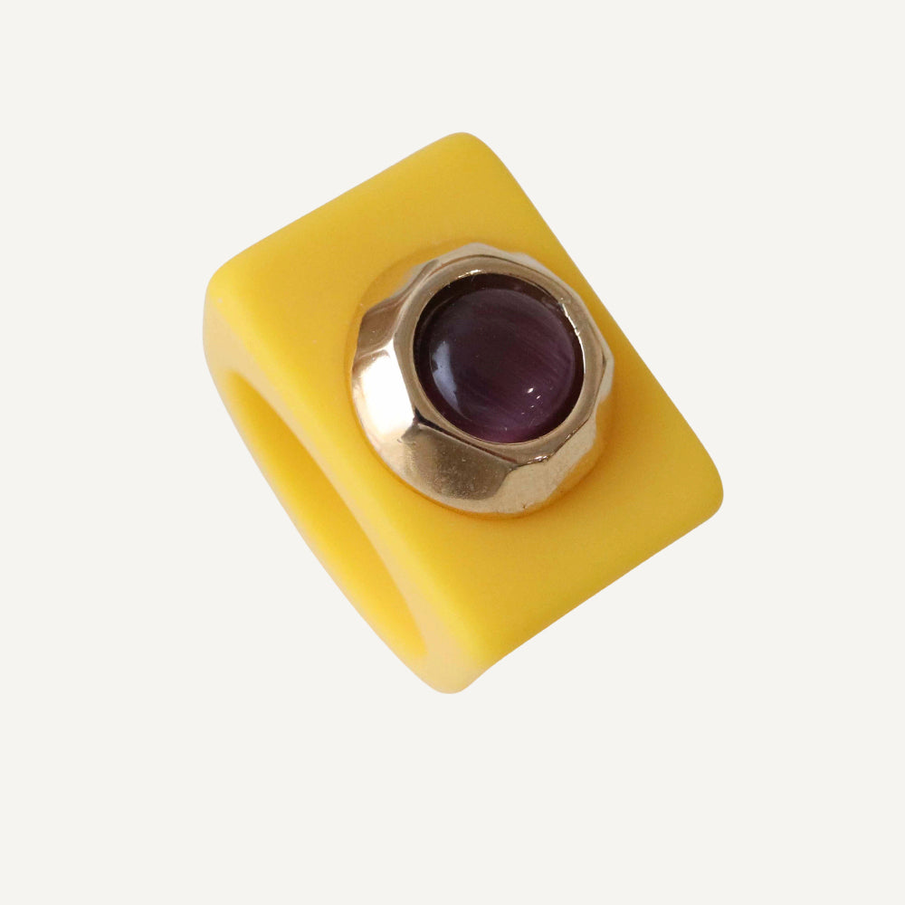 Women's yellow amethyst ring