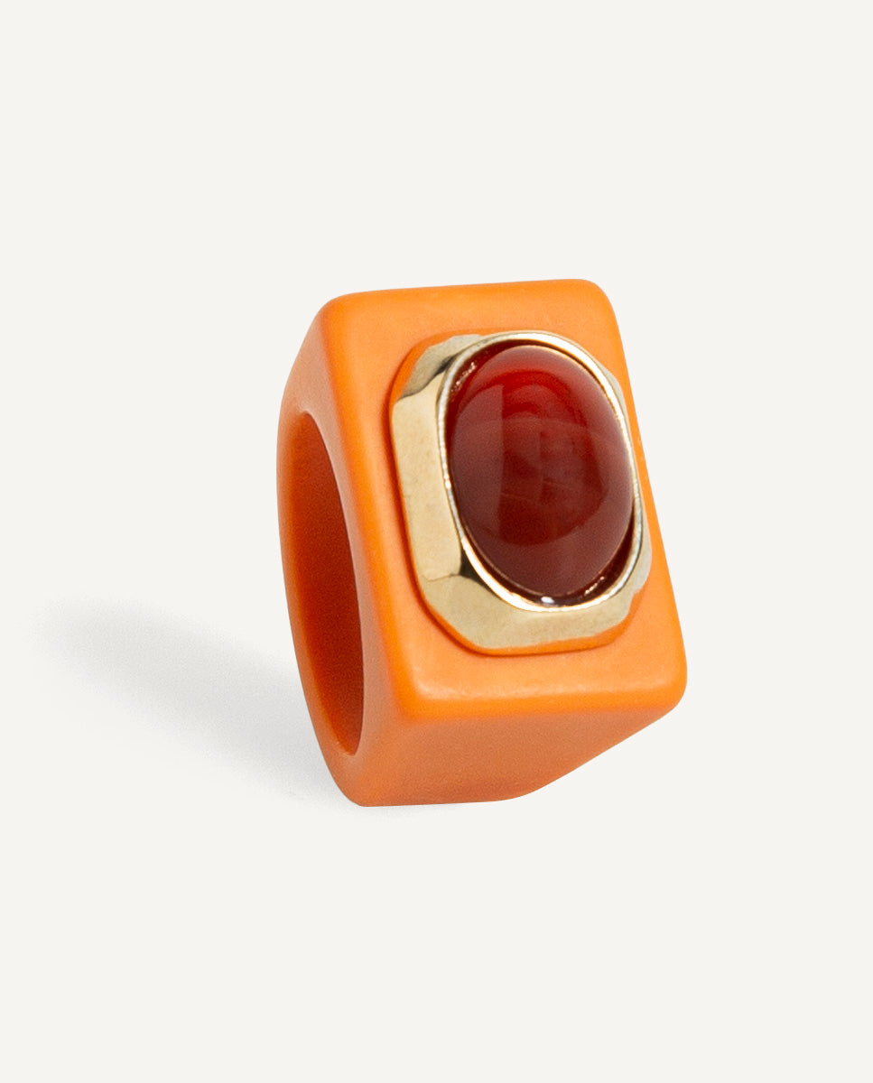Anel de resina de ágata mel PUMPKIN — Émolo
