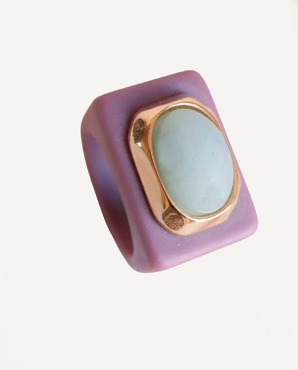 Women's blackberry ring with blue quartz