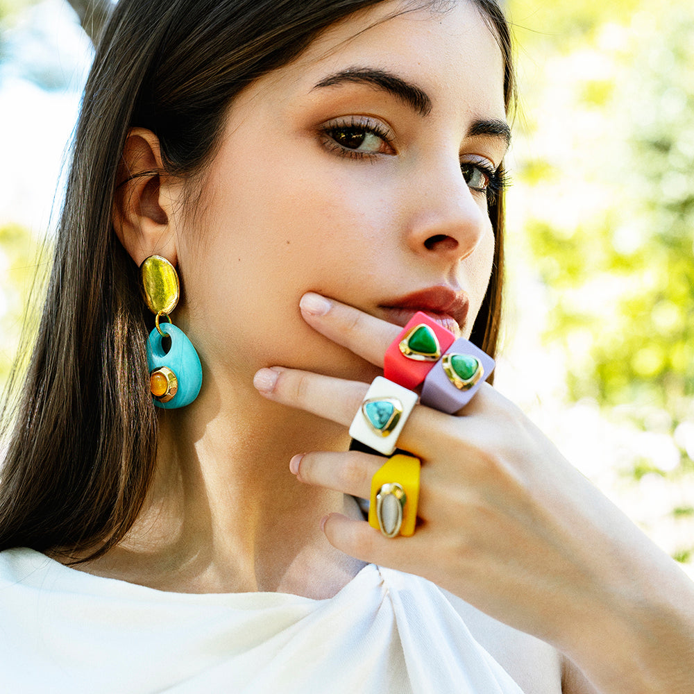 Pendientes Saira Mármol Summer, efecto mármol — Émolo
