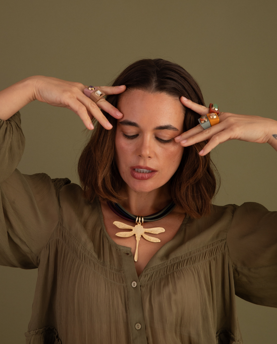 Sage green unakite women's ring