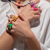 Anillo para mujer grande color verde con piedra amazonita verde