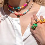 Anillo para mujer grande color verde con piedra amazonita verde