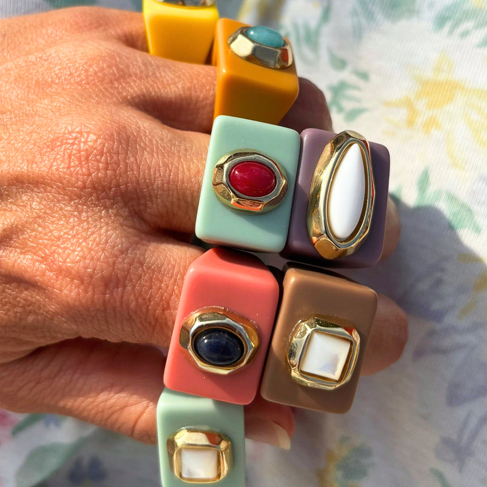 Anillo para mujer color mint madreperla