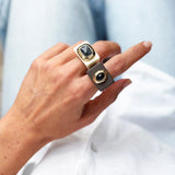 Anillo grande mujer marrón con onix