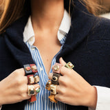 Anillo mujer mostaza con ojo de tigre