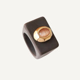 Anillo mujer Marrón con selenita salmón SAIRA