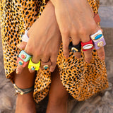 Anillo blanco con Amazonita Verde