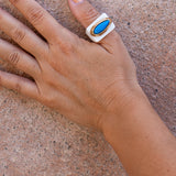 Anillos bisutería mujer Blanco piedra natural Turquesa