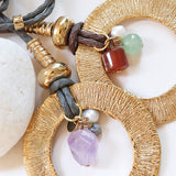 Collar largo multiposición para mujer con piedra natural