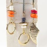 Collar largo ajustable para mujer piedras naturales pieza central dorada