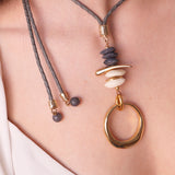 Collar largo ajustable piedras naturales