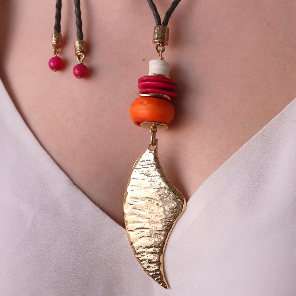 Collier long ajustable de style ethnique