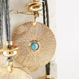 Collar largo ajustable para mujer con piedra natural turquesa