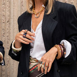 Anillo mujer color moka con moonstone naranja