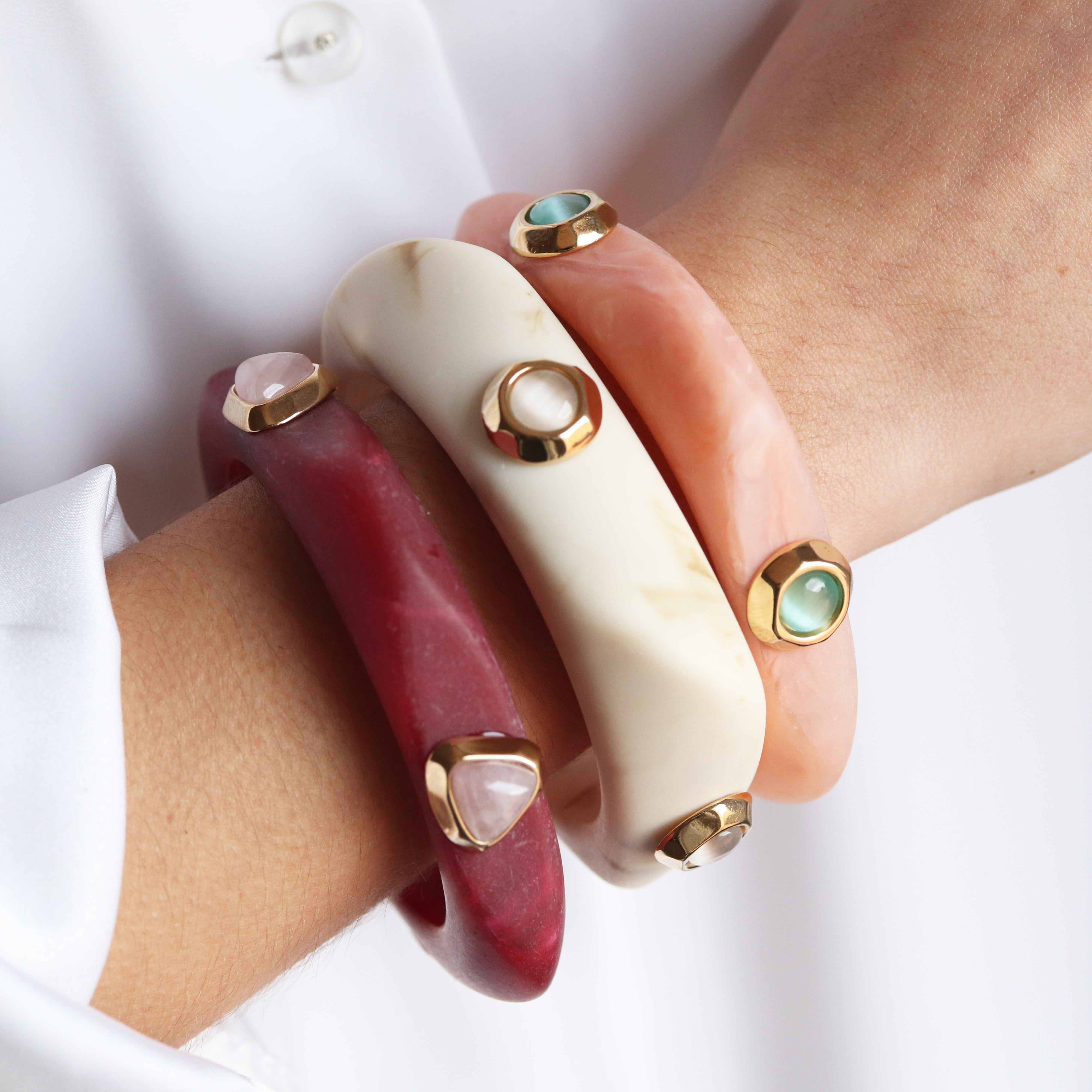 Anillo mujer rosa viejo con selenita aguamarina