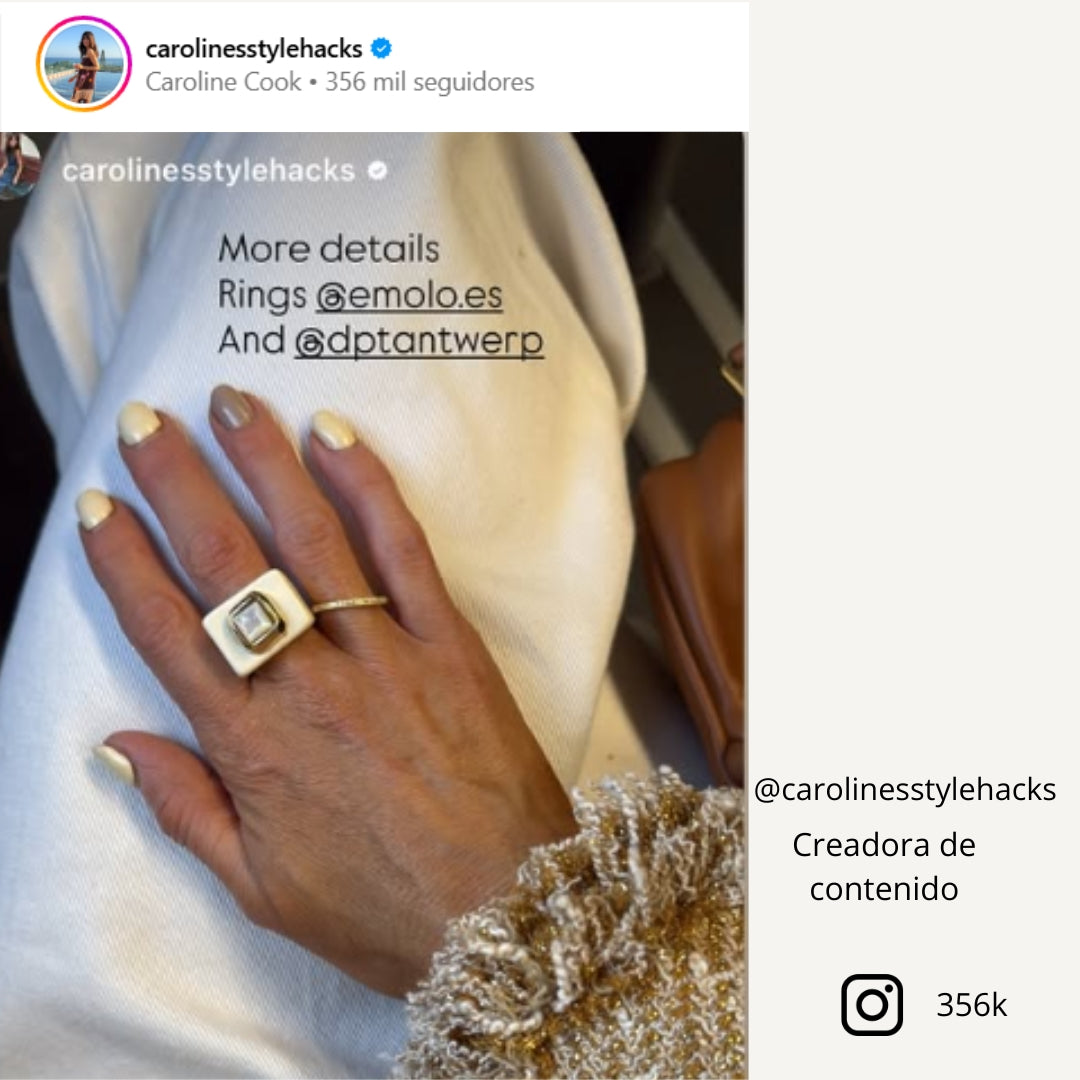 Large beige costume jewelry rings with natural mother-of-pearl stone