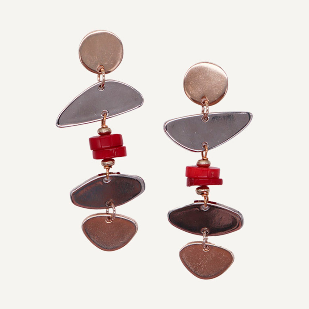 PENDIENTES ARO ETNICOS PIEDRA NATURAL CORAL SHIVA ÉMOLO