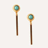 Pendientes dorados con piedra natural FINE redondos