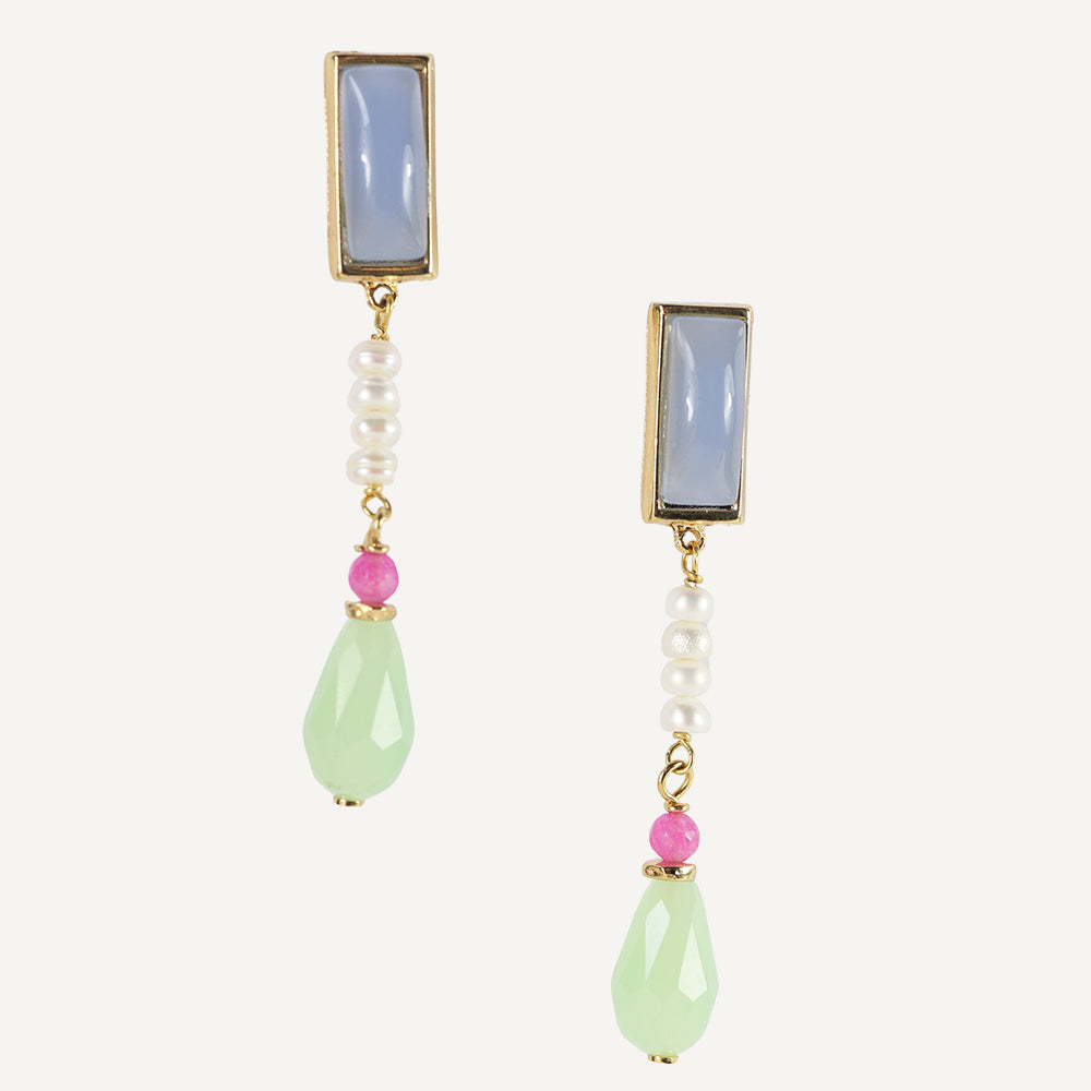 Pendientes largos para mujer con cierre a presión