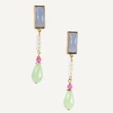 Pendientes largos para mujer con cierre a presión