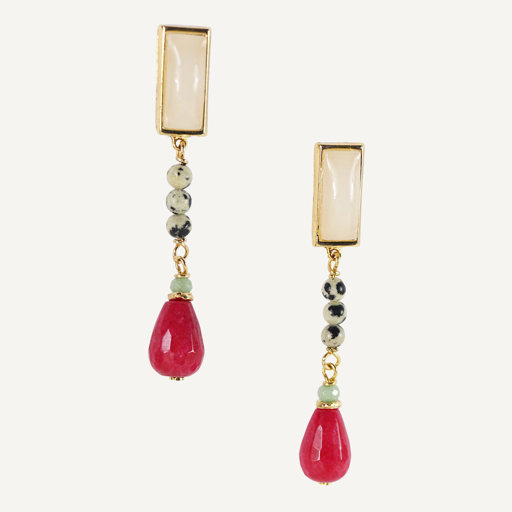 Pendientes para mujer con cierre a presión color blanco