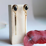 Pendientes dorados con piedra natural FINE ovalados