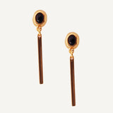 Pendientes dorados con piedra natural FINE ovalados