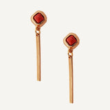 Pendientes dorados con piedra natural FINE cuadrado