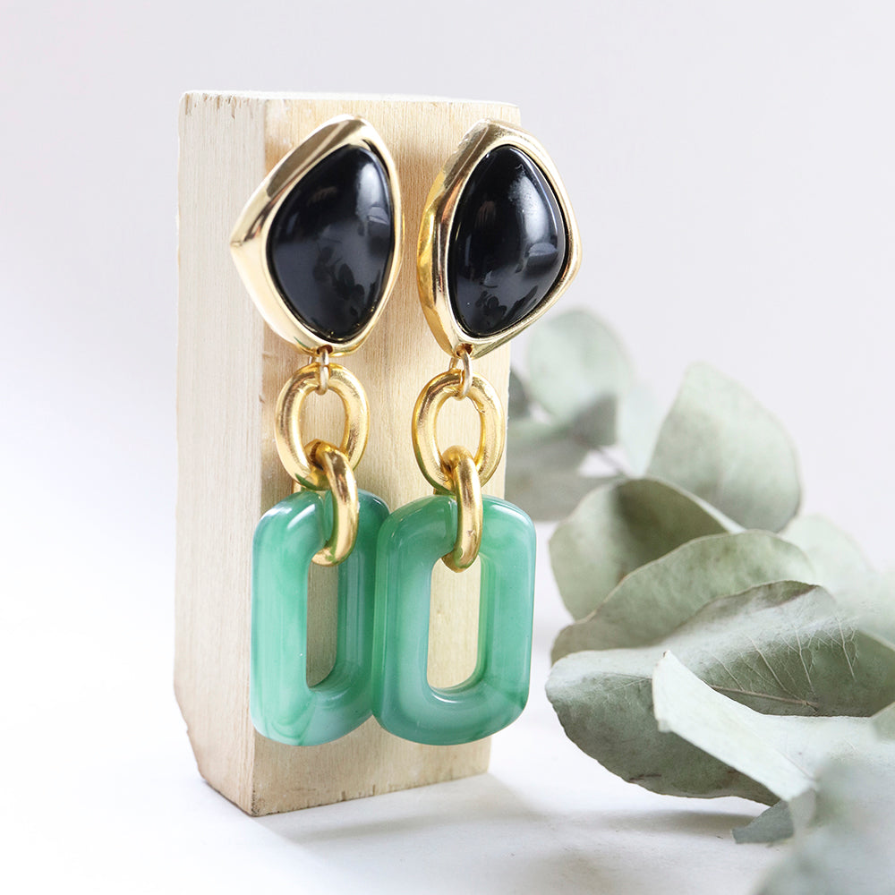 Pendientes con piedra negra para mujer