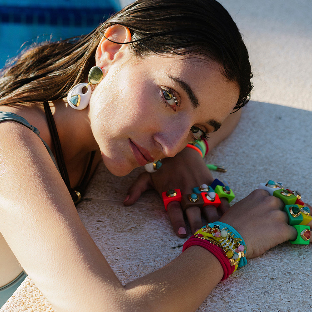Pendientes Saira Mármol Summer de verano, efecto mármol — Émolo