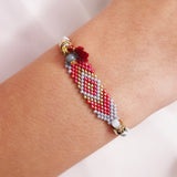 PULSERA AJUSTABLE PIEDRA NATURAL ÉMOLO MIYUKI ROJA