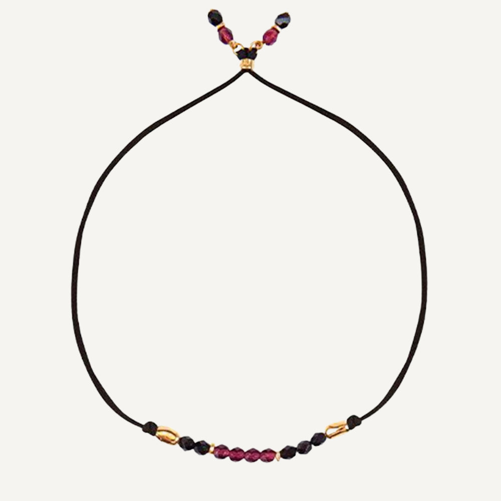 PULSERA COLLAR PIEDRA NATURAL ÉMOLO THEA NEGRO BERENJENA