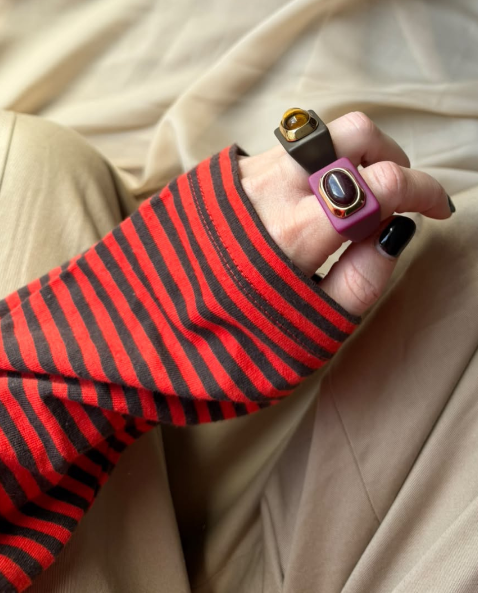 Anillo mujer marrón con ojo de tigre