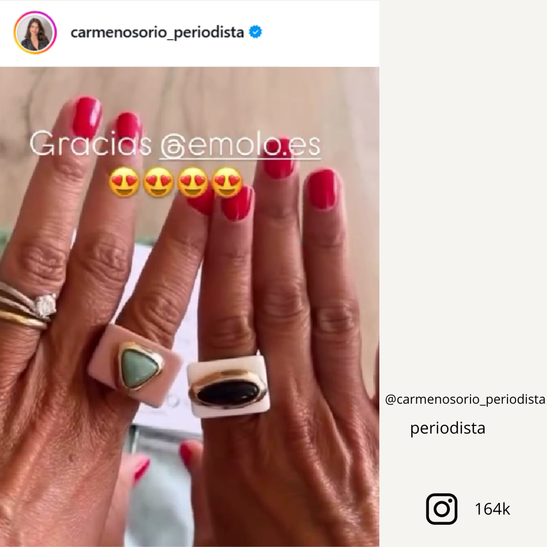 Anillo color maquillaje con piedra natural Cuarzo Verde-anillo-Émolo