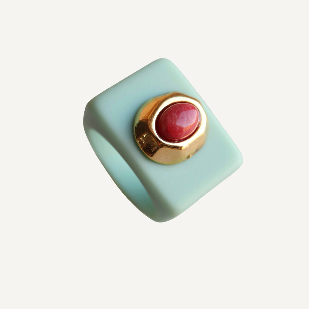 Anillo grande para mujer mint amazonita roja-anillo-Émolo