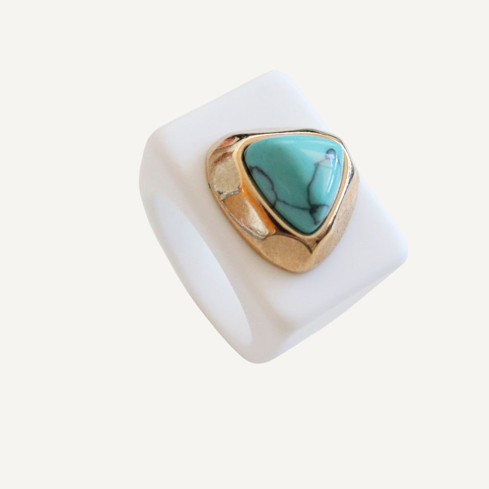Anillo mujer blanco con turquenita-anillo-Émolo