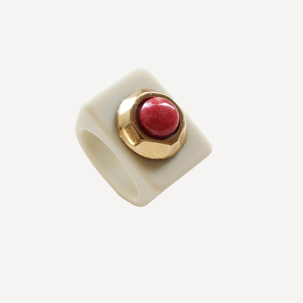 Anillo mujer color hielo con amazonita roja-anillo-Émolo