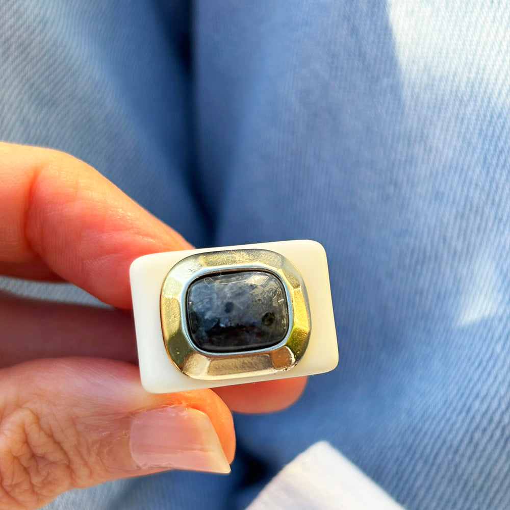 Anillo mujer crema con labradorita-anillo-Émolo