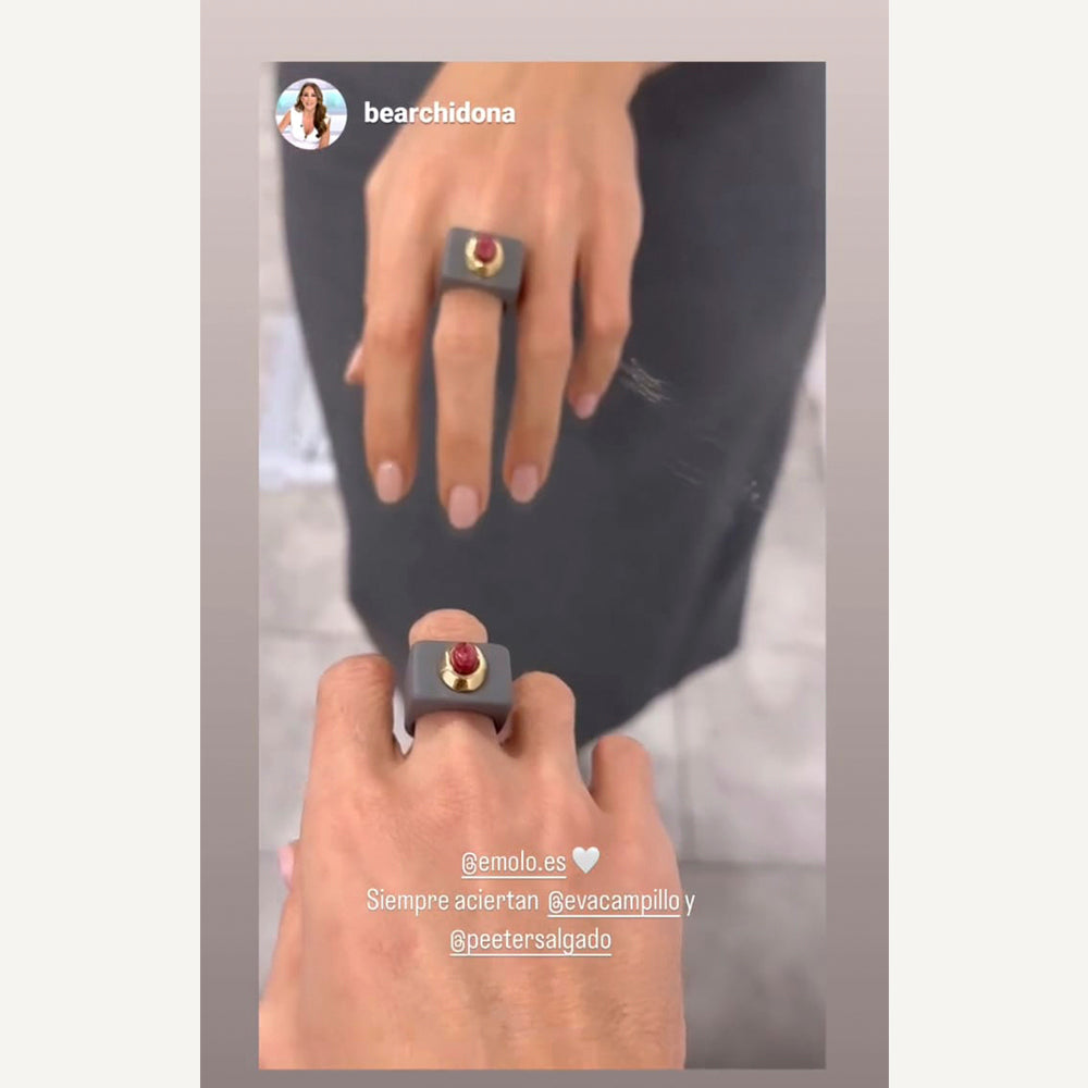 Anillo mujer gris con agata miel-anillo-Émolo