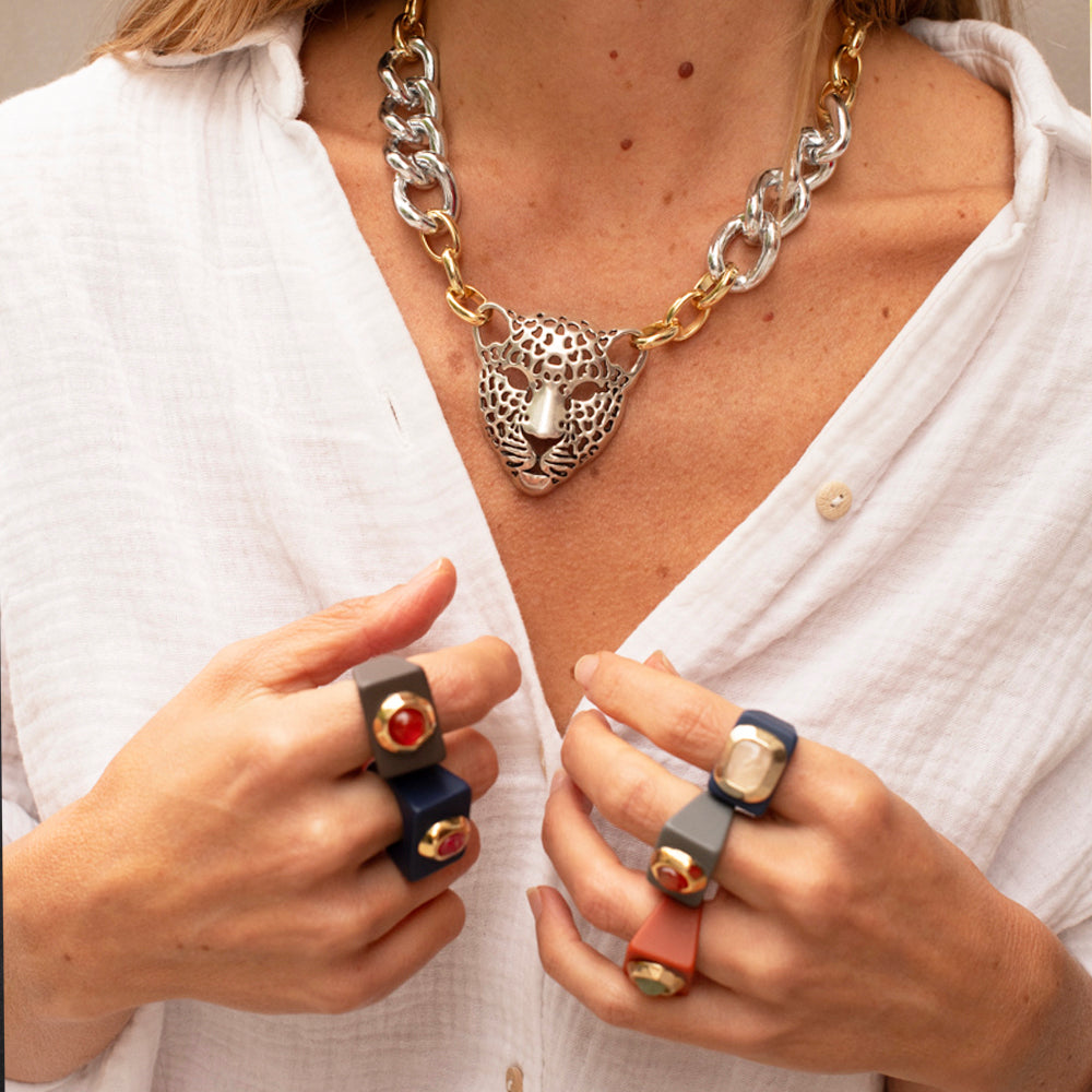 Anillo mujer gris con agata miel-anillo-Émolo