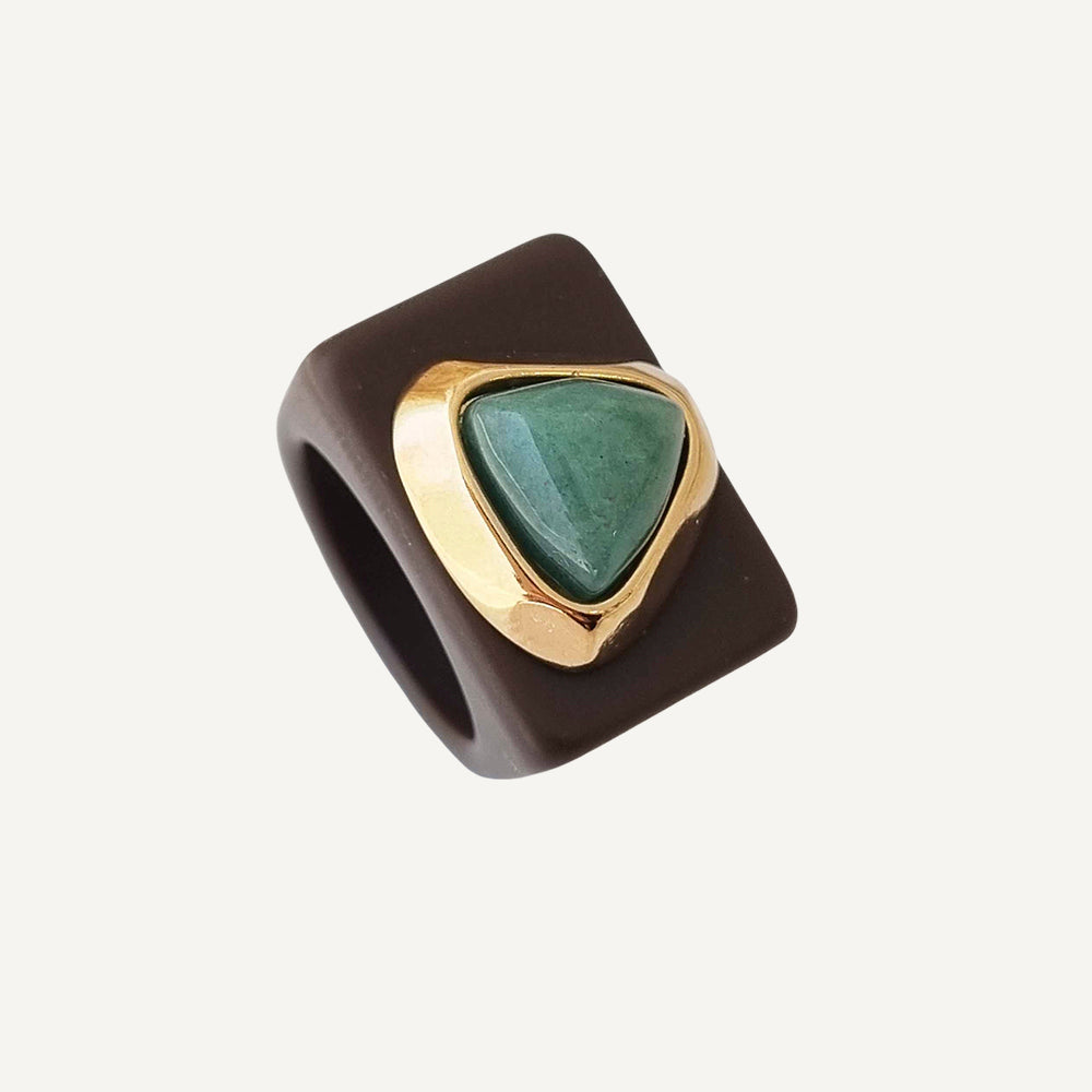 Anillo mujer marrón y aventurina-anillo-Émolo