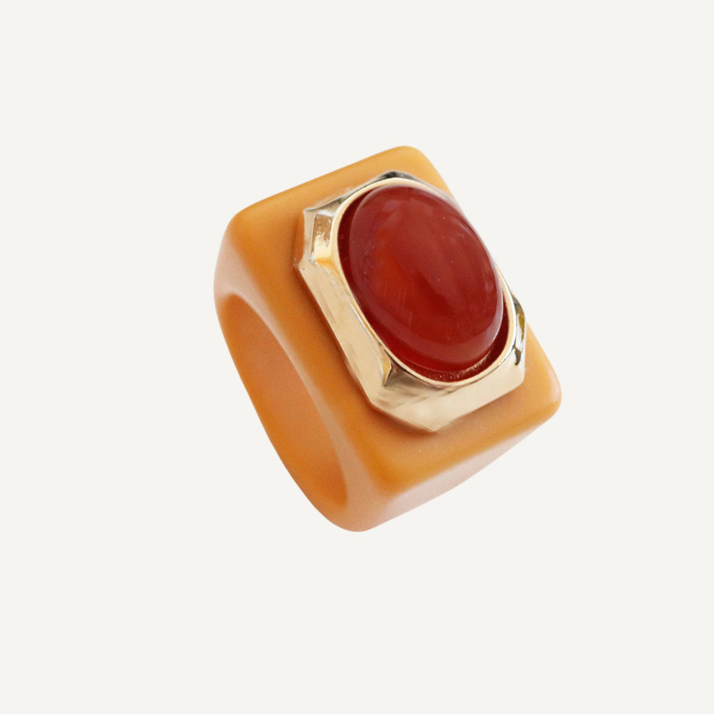 Anillo mujer mostaza con ágata miel-anillo-Émolo