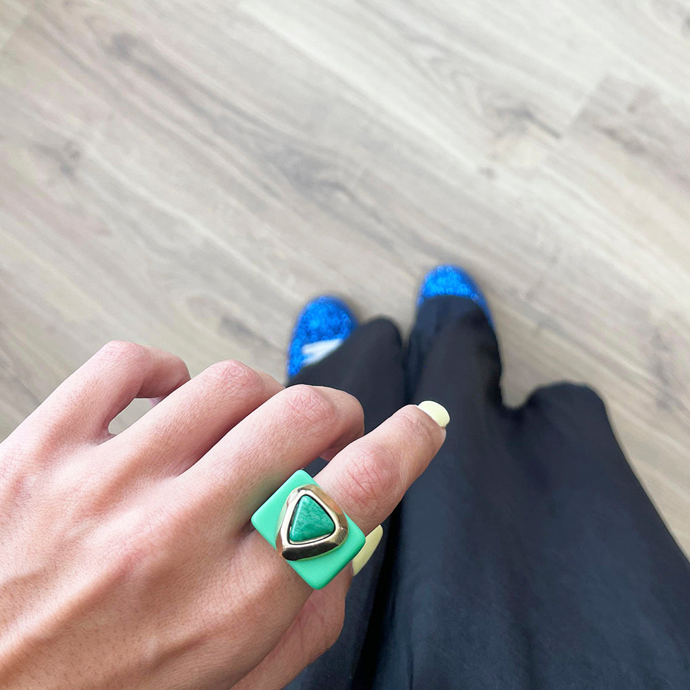 Anillo para mujer grande color verde con piedra amazonita verde-anillo-Émolo
