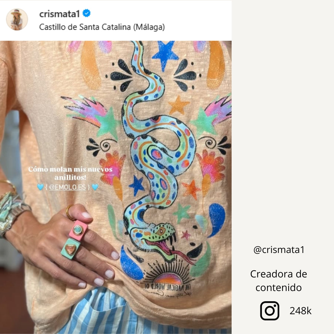 Anillo para mujer Mint con piedra natural cuarzo sandia-anillo-Émolo