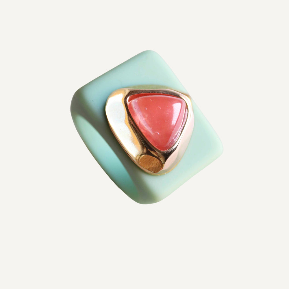 Anillo para mujer Mint con piedra natural cuarzo sandia-anillo-Émolo