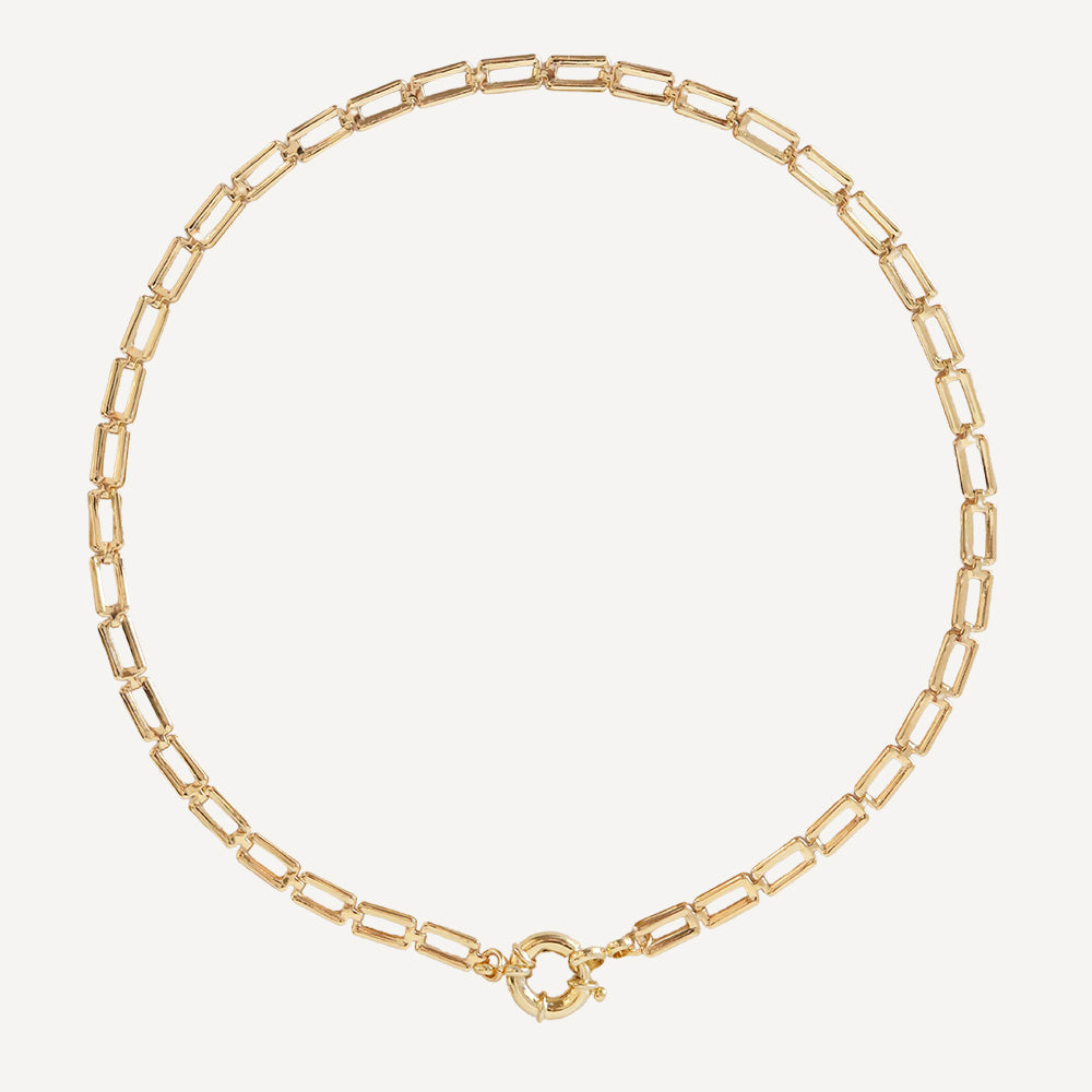 Short gold link chain necklace with secure clasp