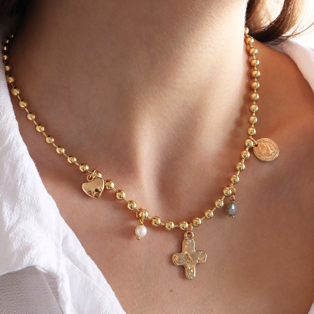 Collier court FAITH avec perles - Collier court - Emolo