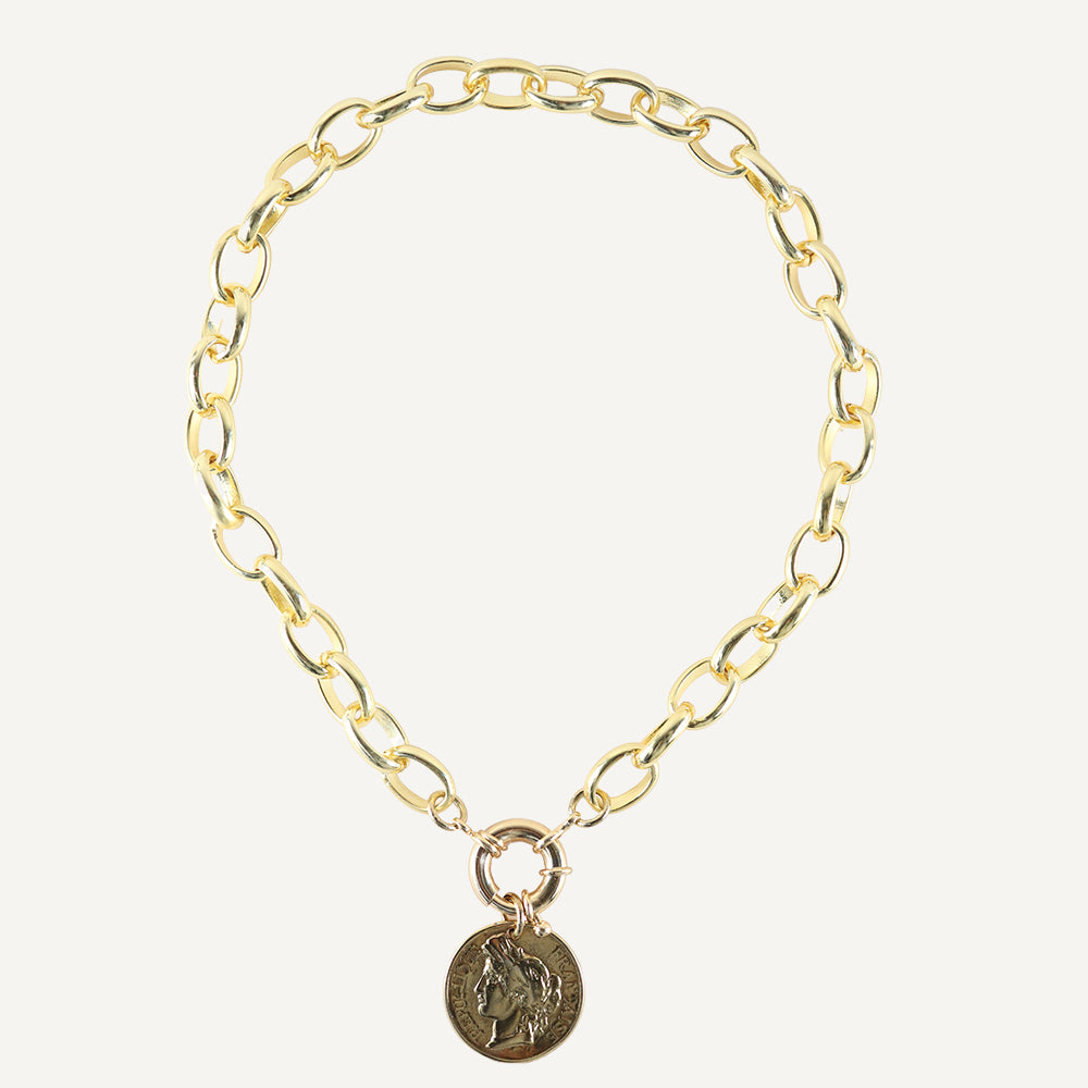 Collares cortos mujer CHAINET Moneda-collar cadena corto-Émolo